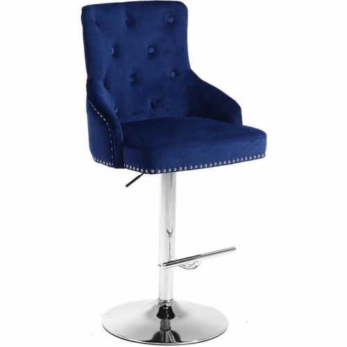 Meridian Furniture Claude Velvet Adjustable Bar | Counter Stool - Chrome Meridian Furniture Claude Velvet Adjustable Bar | Counter Stool - Chrome