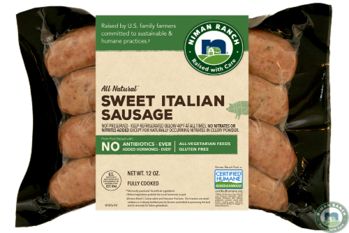 Niman Ranch Uncured Sweet Italian Sausage Perspective: front