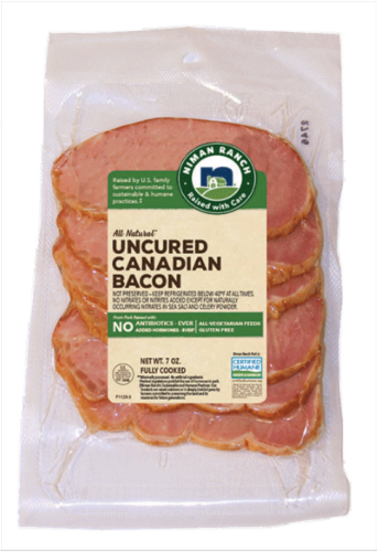 Niman Ranch Uncured Canadian Bacon Perspective: front