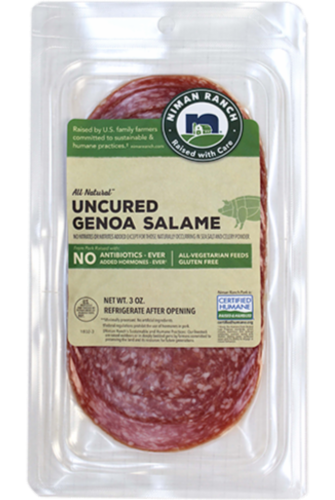 Niman Ranch All Natural Uncured Genoa Salame Perspective: front