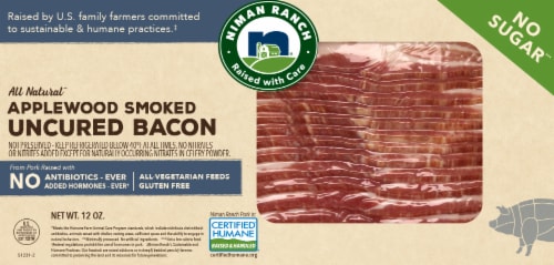 Niman Ranch No Sugar All Natural Uncured Applewood Smoked Bacon Perspective: front