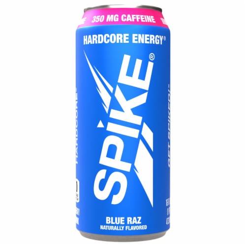 Spike® Blue Raz Energy Drink Can Perspective: front