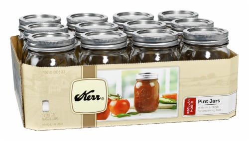 Kerr® Regular Mouth Pint Jar with Lid - 12 Pack Perspective: front
