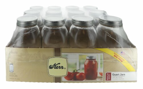 Kerr® Regular Mouth Quart Jar with Lid - 12 Pack Perspective: front