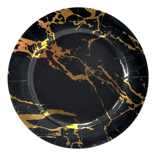 Black with Gold Marble Round Disposable Paper Charger Plates - 13" (120 ...