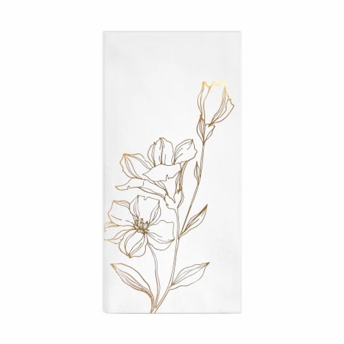 600 Napkins - White with Gold Antique Floral Paper Dinner Napkins Perspective: front