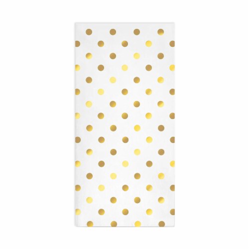 White with Gold Dots Paper Dinner Napkins (600 Napkins) Perspective: front