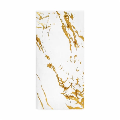 600 Napkins - White with Gold Marble Paper Dinner Napkins Perspective: front