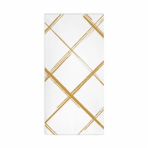 600 Napkins - White with Gold Diamond Paper Dinner Napkins Perspective: front