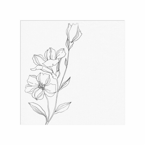 White with Silver Antique Floral Paper Beverage/Cocktail Napkins (600 Napkins) Perspective: front