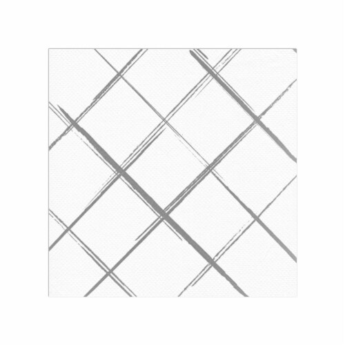 White with Silver Diamond Paper Beverage/Cocktail Napkins (600 Napkins) Perspective: front