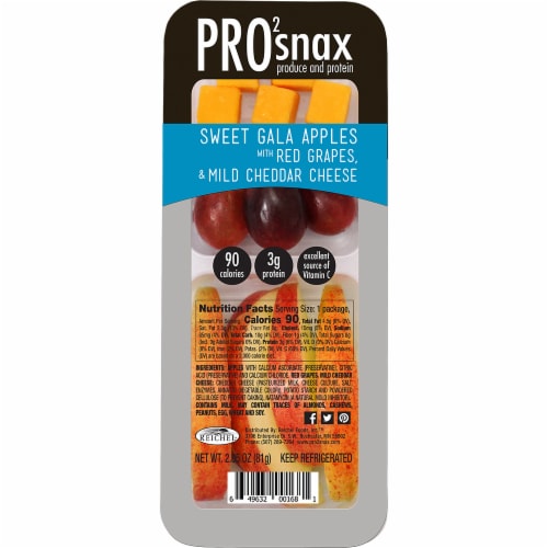 Pro2snax Sweet Gala Apples with Red Grapes & Mild Cheddar Cheese Snack Pack Perspective: front