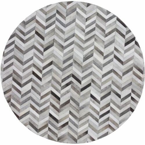 Bashian H112-GY-6 RND-RH18 Santa Fe Collection Chevron Contemporary Leather Hand Stitched Rou Perspective: front