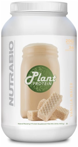 NutraBio® Plant Protein Powder - Vailla Wafer Perspective: front