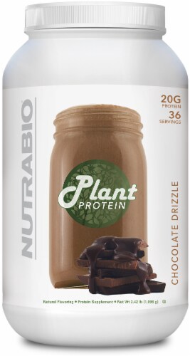 NutraBio Plant Protein Chocolate Drizzle Natural Flavoring Protein Supplement Perspective: front