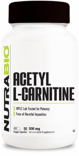 NutraBio® Acetyl L-Carnitine Vegetable Capsules Perspective: front