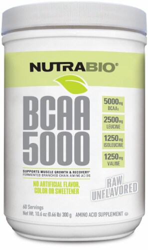 NutraBio® BCAA 5000 Powder - Unflavored Perspective: front