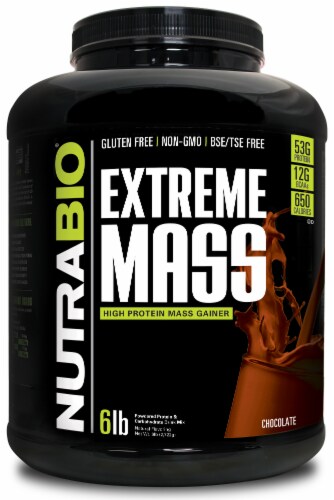 NutraBio® Extreme Mass Protein Powder - Chocolate Perspective: front