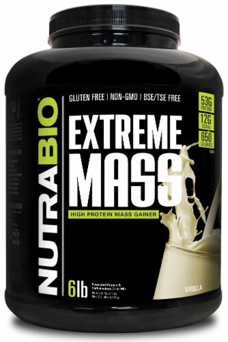 NutraBio® Extreme Mass Protein Powder - Vanilla Perspective: front