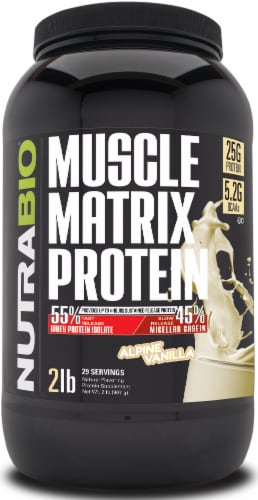 NutraBio Muscle Matrix Alpine Vanilla Protein Perspective: front