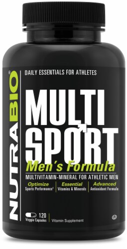 NutraBio® MultiSport for Men Vegetable Capsules Perspective: front