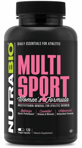 NutraBio® MultiSport for Women Vegetable Capsules Perspective: front