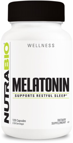 NutraBio® Melatonin Vegetable Capsules Dietary Supplement Perspective: front