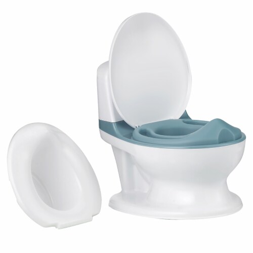 Kids Realistic Potty Training Transition Toilet w/ Flushing Sound Lighting Pink\ Blue\Gray, 1