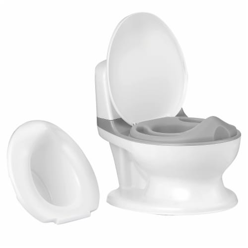 Costway Kids Realistic Potty Training Transition Toilet w/ Flushing Sound Lighting Pink\ Perspective: front