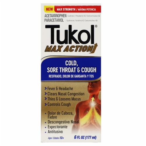 Tukol Max Strength Cold Sore Throat & Cough Medicine Perspective: front