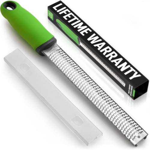 Zulay Kitchen Stainless Steel Cheese Grater & Citrus Zester - Green Perspective: front