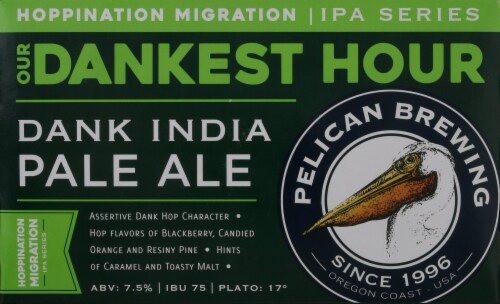 Pelican Brewing Company Our Dankest Hour Dank IPA Beer Perspective: front