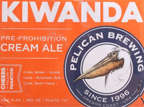 Pelican Brewing Company Kiwanda Pre-Prohibition Cream Ale Beer Perspective: front