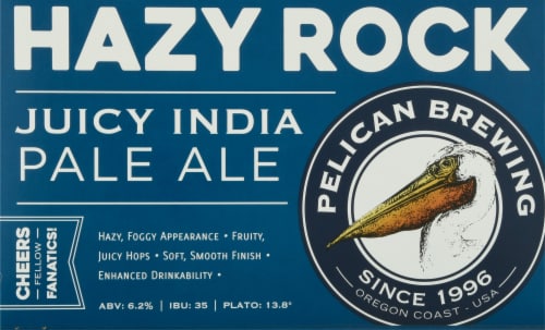 Pelican Brewing Company Hazy Rock Juicy India Pale Ale Beer Perspective: front