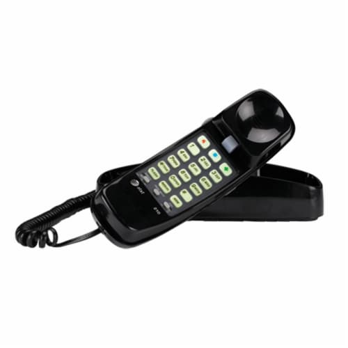 AT&T Corded Trimline Phone with Lighted Keypad - Black Perspective: front