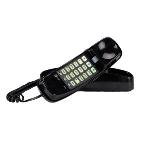 AT&T Corded Trimline Phone with Lighted Keypad - Black Perspective: front