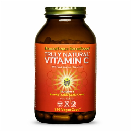 HealthForce SuperFoods Truly Natural Vitamin C VeganCaps Perspective: front
