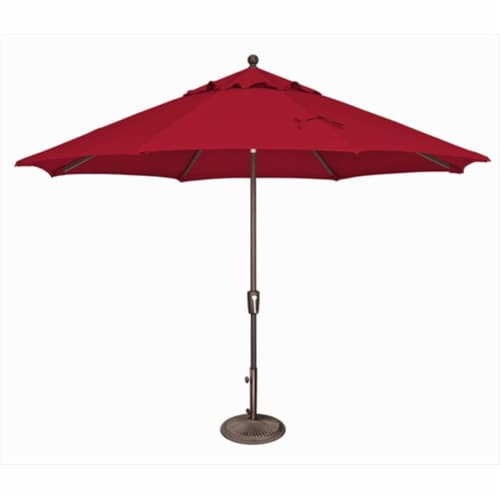 SimplyShade 11 ft. Catalina Octagon Push Button Tilt Market Umbrella Jockey Red Perspective: front