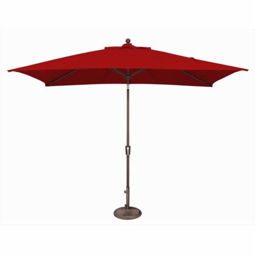 SimplyShade 6 x 10 ft. Rectangle Push Button Tilt Market Umbrella Jockey Red Perspective: front