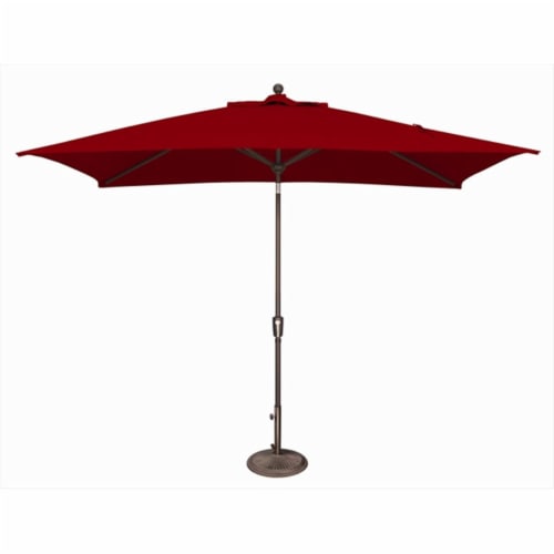 SimplyShade 6 x 10 ft. Rectangle Push Button Tilt Market Umbrella Really Red Perspective: front