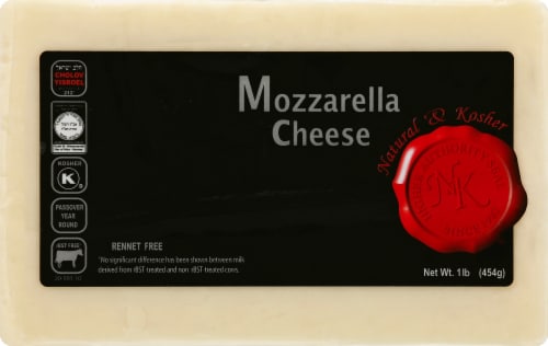 Natural & Kosher Mozzarella Cheese Perspective: front