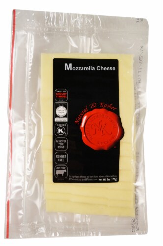 Natural & Kosher Mozzarella Sliced Cheese Perspective: front