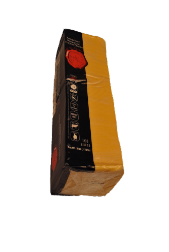 Natural & Kosher Yellow American Sliced Cheese Perspective: front