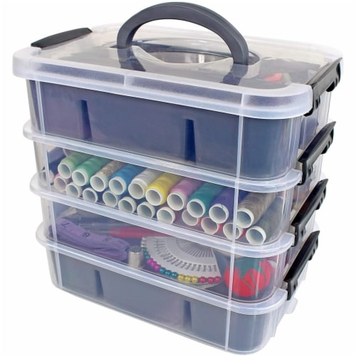 Bins  Things Stackable Storage Container with 2 Trays - Gray Perspective: front