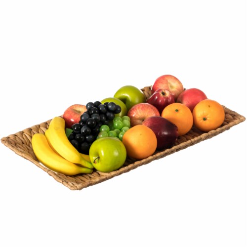 Natural Decorative Rectangular Hand-Woven Water Hyacinth Serving Tray ...