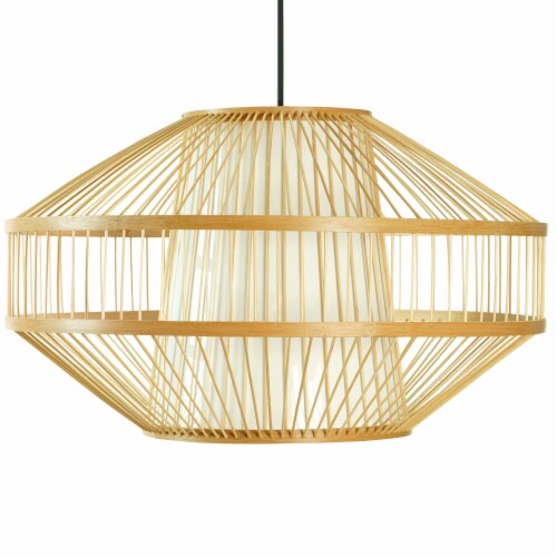 Modern Bamboo Lantern Pendant Lamp Hanging Light Shade for Entryway and Living Room Medium one size Foods Co