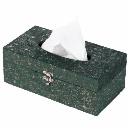 Velvet Modern Paper Facial Tissue Box Holder White and Gold Rectangle Perspective: front