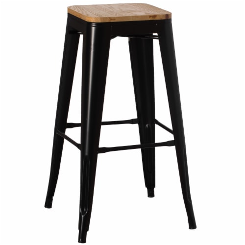 Decorative Accent Bar Stool for Indoor and Outdoor Wooden Brown