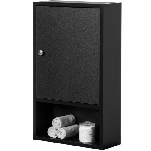 Wall Mount Bathroom Storage Cabinet with Single Door 2 Adjustable Shelves Medicine Organizer Perspective: front