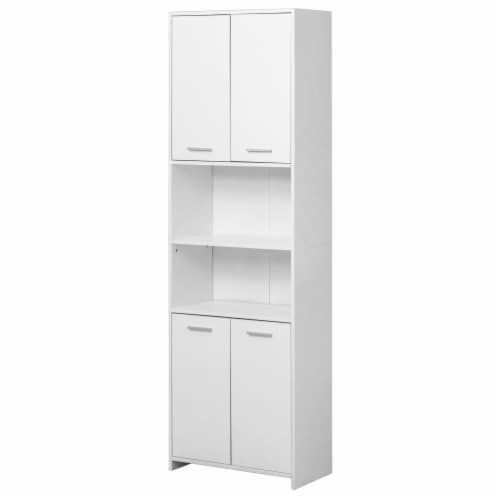 Modern White Standing Bathroom Tall Linen Tower Storage Cabinet Wide One Size King Soopers